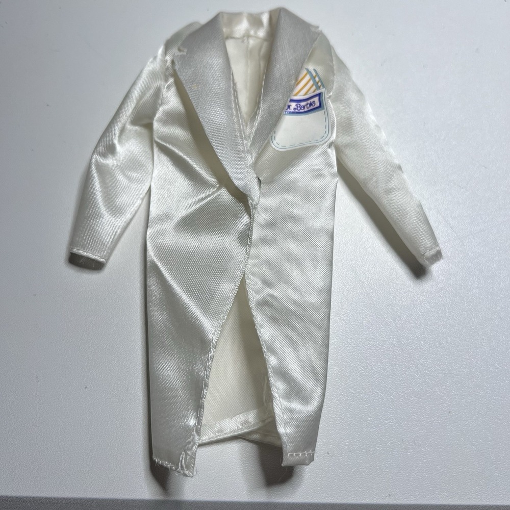 Vtg Mattel Dr Barbie White Satin Lab Coat: Caring Careers 1993